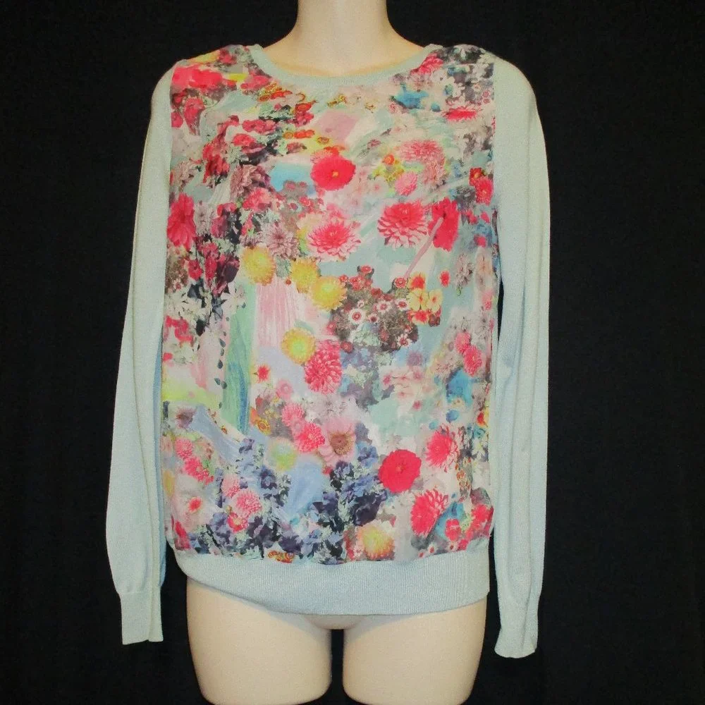 H & M Multicolored Long Sleeves Pullover Floral Top - Picture 6 of 15